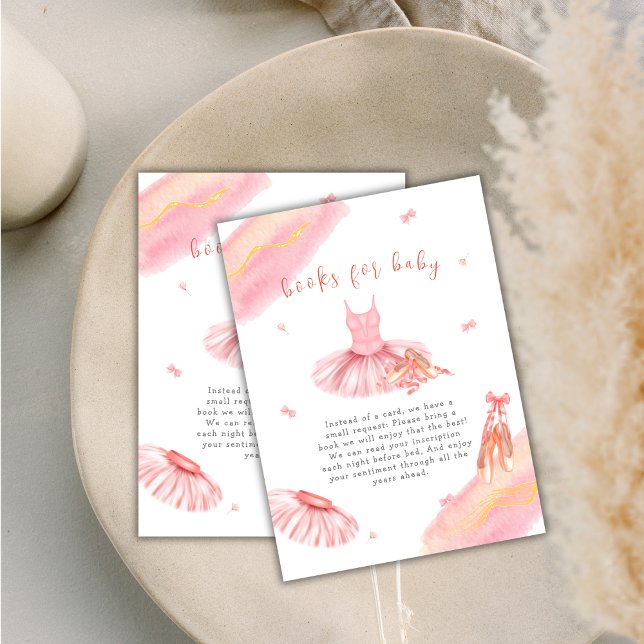 Carte D'accompagnement Rose Elegant Ballerina Girls Livres Pour Baby show (Pink Elegant Ballerina Girl Books For Baby Shower Enclosure Card)