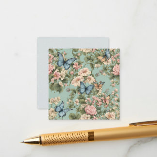 Carte D'accompagnement Rose et bleu floral papillon le plus doux
