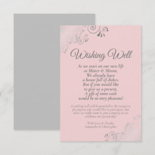 Carte D'accompagnement Rose et gris Mariage désirant bien poème