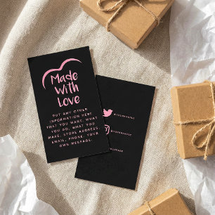 Carte D'accompagnement Rose et noir fait de coeur d'amour Silhouette