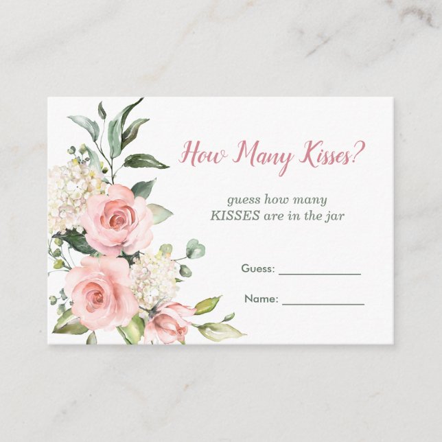 Carte D'accompagnement Rose floral, verdure Devinez combien de baisers je (Devant)