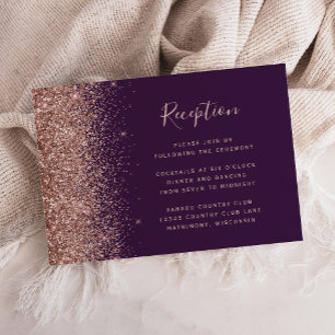 Carte D'accompagnement Rose foncé violet or Parties scintillant mariage R