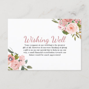 Carte D'accompagnement Rose Gold & Blush Flowers Mariage Wishing well