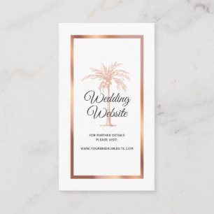 Carte D'accompagnement Rose Gold Copper Palm Beach Marble Site Mariage