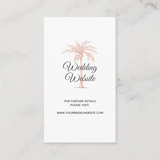 Carte D'accompagnement Rose Gold Copper Palm Beach Marble Site Mariage (Devant)