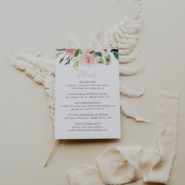 Carte D'accompagnement Rose Gold Elegant Fall Flowers Détails du Mariage (Créateur téléchargé)
