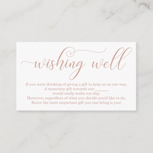 Carte D'accompagnement Rose Gold Elegant Wishing well Mariage (Devant)