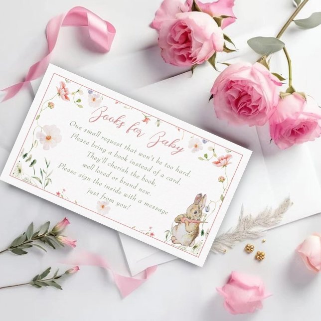 Carte D'accompagnement Rose Gold Floral Baby Baby shower lapin (Créateur téléchargé)