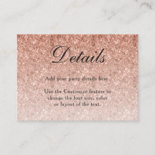 Carte d'accompagnement Rose Gold Glitter Glam