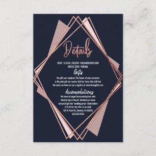 Carte D'accompagnement Rose Gold Navy Blue Mauve Détails géométriques