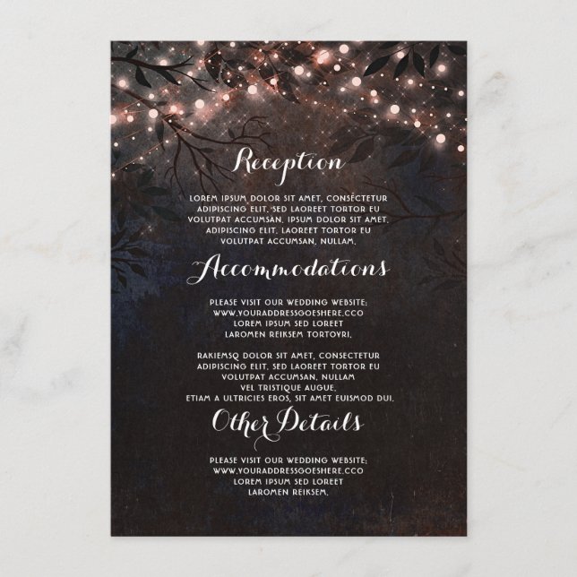 Carte D'accompagnement Rose Gold Parties scintillant Mariage Informations (Devant)