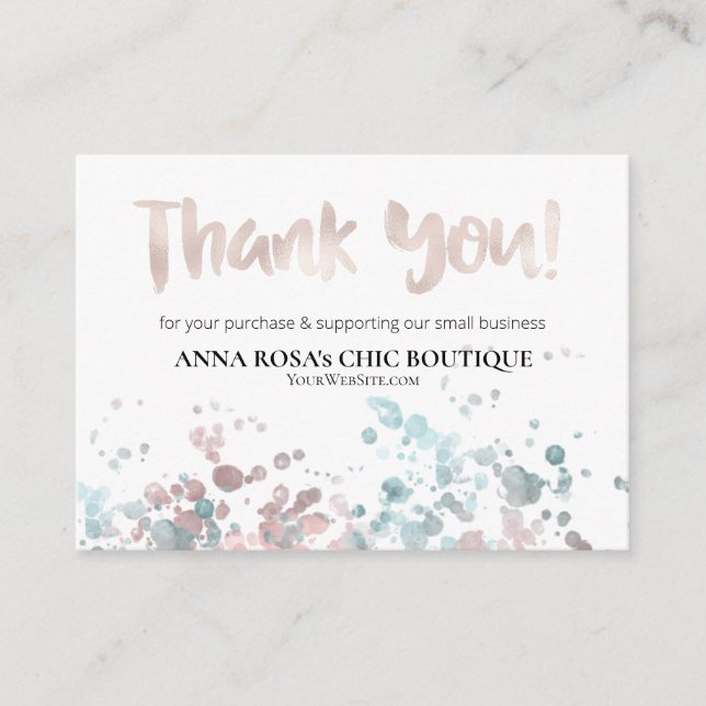 Carte D'accompagnement *~* ROSE GOLD Pastel QR Logo MERCI Review AP8 (Devant)