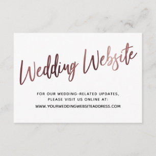 Carte D'accompagnement Rose Gold Script Mariage site Web Enregistrer la d