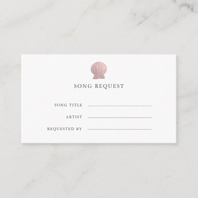 Carte D'accompagnement Rose Gold Seashell mariage côtier demande de chans (Devant)