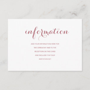 Carte D'accompagnement Rose Gold Simple Modern Mariage Information