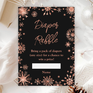 Carte D'accompagnement Rose Gold Snowflakes Hiver Diaper Raffin
