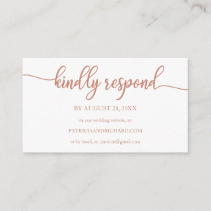 Carte D'accompagnement Rose Gold White Calligraphie Mariage en ligne RSVP