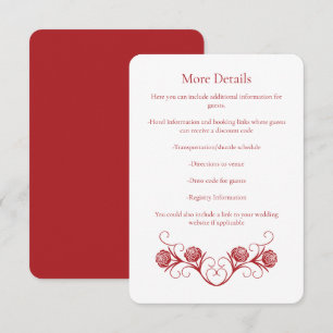 Carte D'accompagnement Rose gothique moderne torréfier Crimson Mariage r