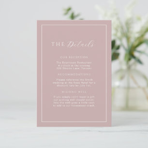 Carte D'accompagnement Rose minimaliste rougit Mariage Insérer les détail
