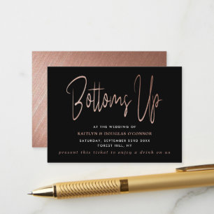 Carte D'accompagnement Rose moderne Gold Foil Script Billet de boisson gr