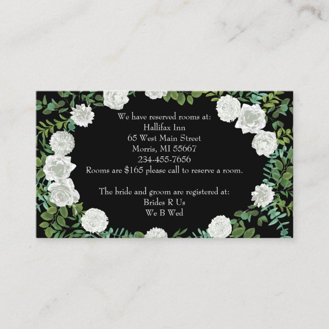 Carte D'accompagnement Rose noir blanc Mariage élégant moderne (Devant)