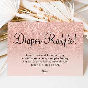 Carte D'accompagnement Rose or faux parties scintillant rose ombre diaper