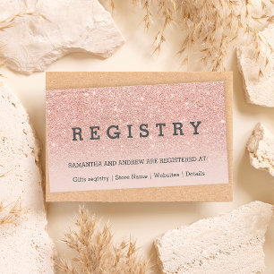 Carte D'accompagnement Rose or parties scintillant rose pâle mariage regi