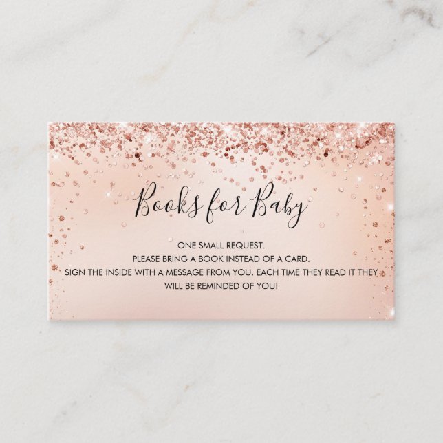 Carte D'accompagnement Rose or rousse fille baby shower demande de carnet (Devant)