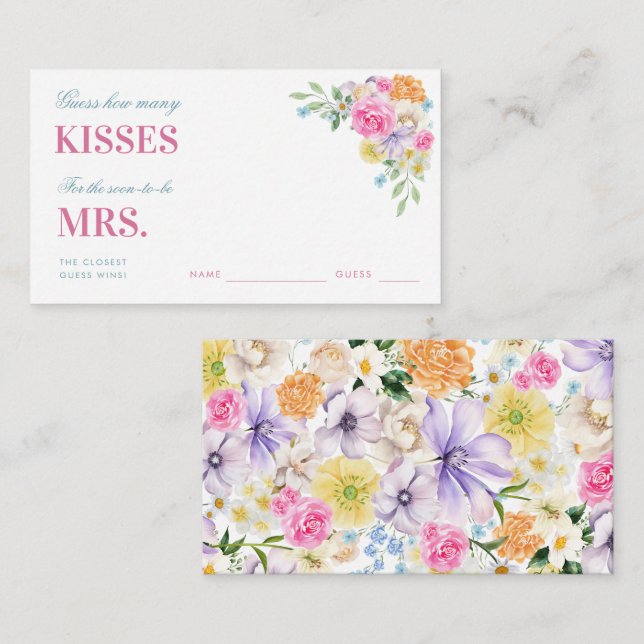 Carte D'accompagnement Rose & Orange Combien de baisers Fête des mariées (Devant / Derrière)
