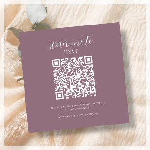 Carte D'accompagnement Rose poussiéreux   Code QR RSVP de mariage
