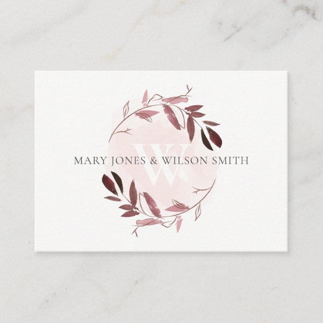 CARTE D'ACCOMPAGNEMENT ROSE PURPLE FOLIAGE WREATH MARIAGE SOUHAIT BIEN (Devant)