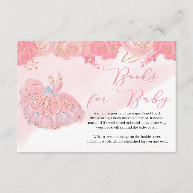 Carte D'accompagnement Rose rose floral or tutu demande de carnet de robe (Devant)