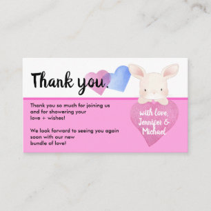 Carte D'accompagnement Rose Simple Coeur mignon Bébé Lapin Lapin Merci