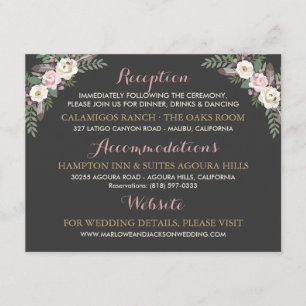 Carte D'accompagnement Rose sombre et Moody rose Mariage de bois floral