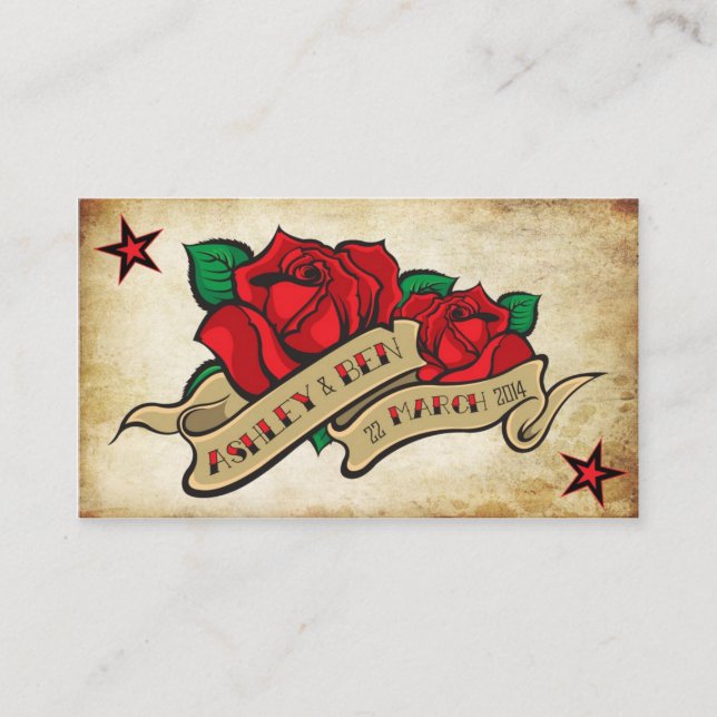 Carte D'accompagnement Rose Tattoo personnalisé RSVP (Devant)