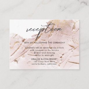Carte D'accompagnement rose texturé fausse feuille d'or accueil