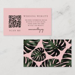 Carte D'accompagnement Rose Tropical QR code RSVP Mariage Website