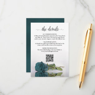 Carte D'accompagnement Rose turquoise Elegant Wedding Détails QR Code
