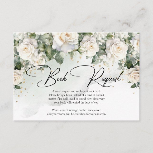 Carte D'accompagnement Roses blanches de Bohême eucalyptus vert et or (Devant)