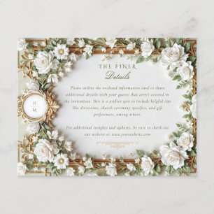 Carte D'accompagnement Roses blanches élégantes avec Or Faux