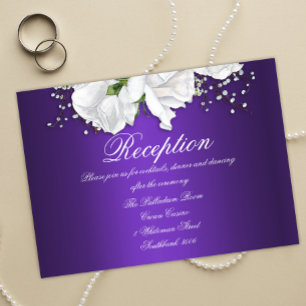 Carte D'accompagnement Roses blanches et Mariage floral pourpre