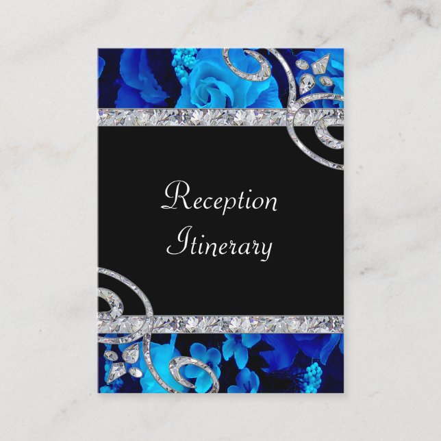 Carte D'accompagnement Roses Bleus brillants et Mariage de perles de diam (Devant)