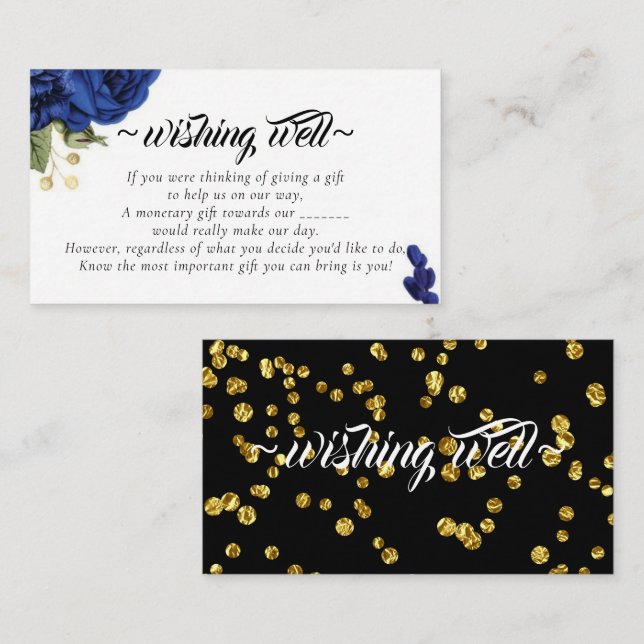 Carte D'accompagnement Roses bleus qui souhaitent bien pour Mariage (Devant / Derrière)