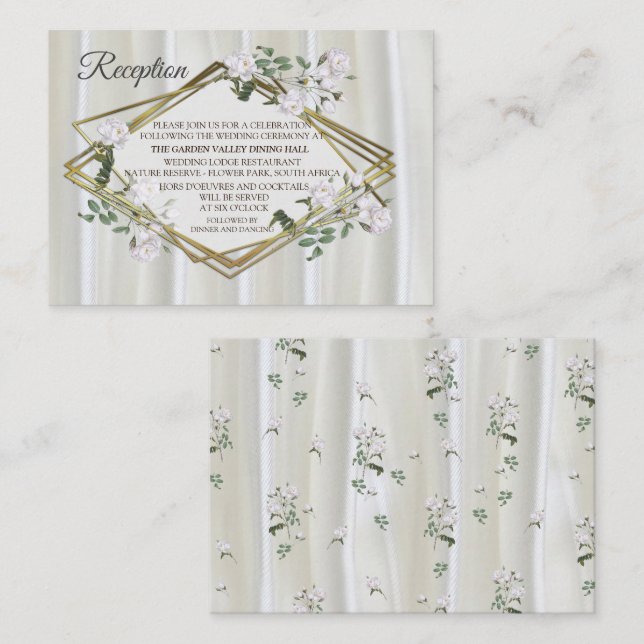Carte D'accompagnement Roses d'aquarelle blanche peints sur la soie de ch (Devant / Derrière)