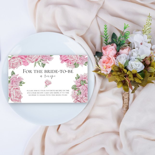 Carte D'accompagnement Roses d'aquarelle - Recette pour que la mariée soi (Créateur téléchargé)