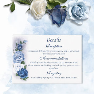 Carte D'accompagnement Roses de cameo élégantes bleues de Régence