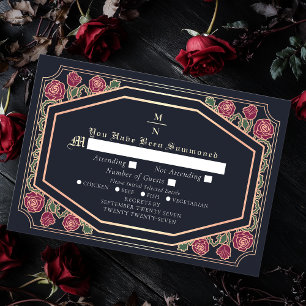 Carte D'accompagnement Roses et épines victoriens bleu mariage RSVP