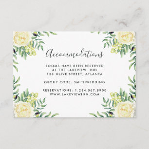 Carte D'accompagnement Roses et olivesHébergements de mariage