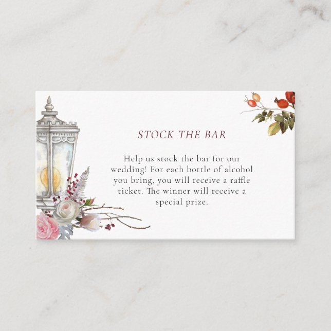 Carte D'accompagnement Roses floraux et Stock lanterne la Fête des mariée (Devant)