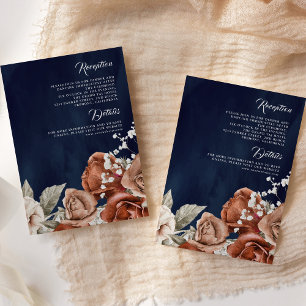 Carte D'accompagnement Roses Orange Brûlé Détails de Mariage en Terracott